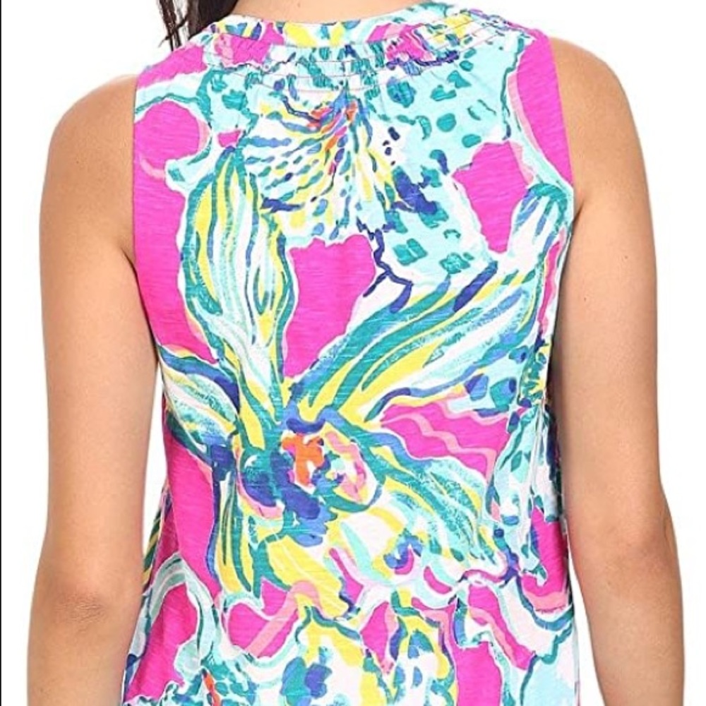 Lilly Pulitzer Pink Blue Essie Button Sleeveless Top Size X-Small - Picture 2 of 13